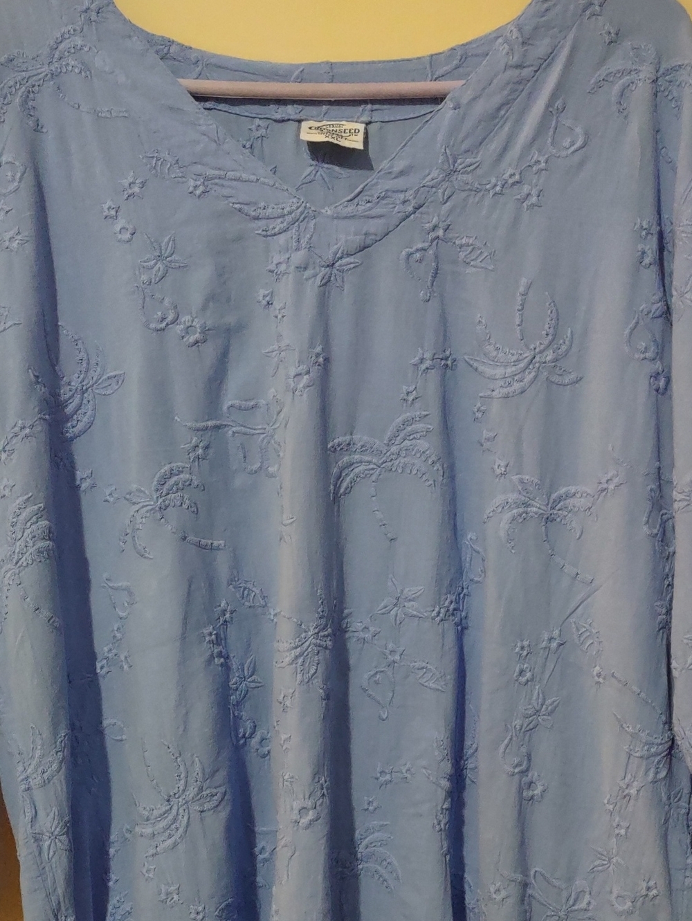 COTTONSEED Casual Wear Blue Embroidered Tunic Blouse XXL 100% Cotton